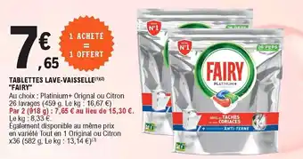 E.Leclerc Tablettes lave-vaisselle "fairy" offre