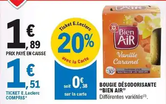 E.Leclerc Bougie désodorisante "bien air" offre