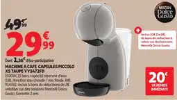 Auchan Machine a cafe capsules piccolo xs taupe yy5472fd offre