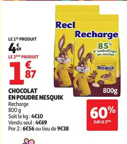 Auchan NESQUIK Chocolat en poudre offre