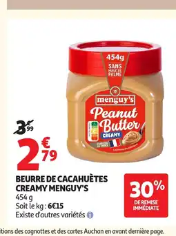 Auchan MENGUY'S Beurre de cacahuètes creamy offre