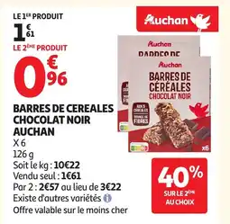 Auchan AUCHAN Barres de cereales chocolat noir offre
