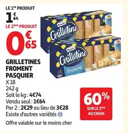 Auchan PASQUIER Grilletines froment offre
