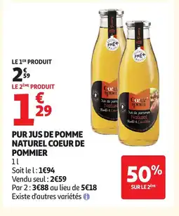 Auchan COEUR DE POMMIER Pur jus de pomme naturel offre