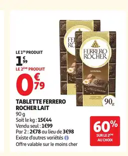 Auchan FERRERO ROCHER Tablette lait offre