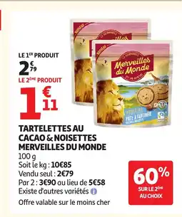 Auchan MERVEILLES DU MONDE Tartelettes au cacao & noisettes offre