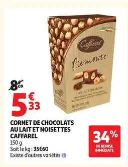 Auchan CAFFAREL Cornet de chocolats au lait et noisettes offre