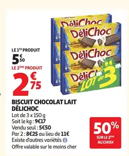 Auchan DÉLICHOC Biscuit chocolat lait offre