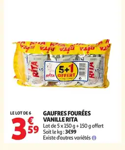 Auchan RITA Gaufres fourées vanille offre