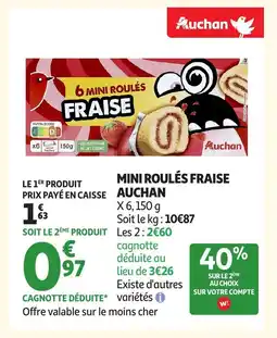 Auchan AUCHAN Mini roulés fraise offre