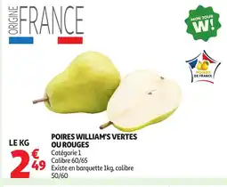 Auchan Poires william's vertes ou rouges offre