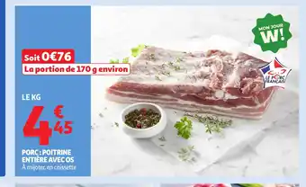 Auchan Porc poitrine entière avec os offre