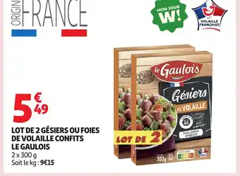 Auchan LE GAULOIS Lot de 2 gésiers ou foies de volaille confits offre