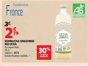 Auchan UCHA Kombucha gingembre bio offre