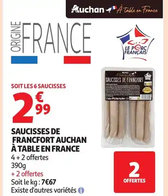 Auchan Saucisses de francfort auchan à table en france offre