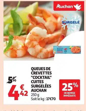 Auchan AUCHAN Queues de crevettes cocktail" cuites surgelées offre