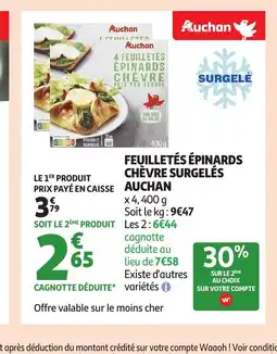 Auchan AUCHAN Feuilletés épinards chèvre surgelés offre