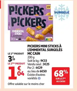 Auchan MCCAIN Pickers mini sticks à l'emmental surgelés offre