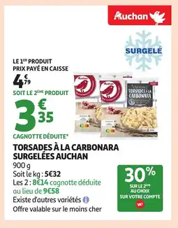 Auchan AUCHAN Torsades à la carbonara surgelées offre