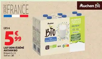 Auchan Lait demi-écrémé auchan bio offre