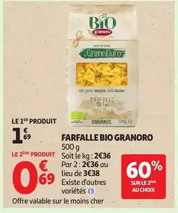 Auchan GRANORO Farfalle bio offre