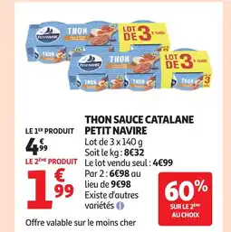 Auchan PETIT NAVIRE Thon sauce catalane offre