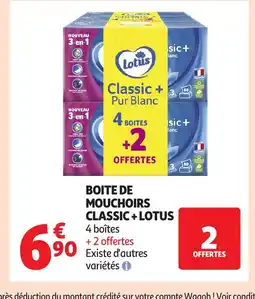 Auchan LOTUS Boite de mouchoirs classic + offre