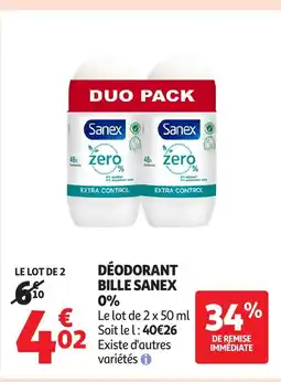 Auchan SANEX Déodorant bille offre