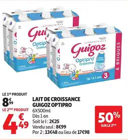 Auchan Lait de croissance guigoz optipro offre