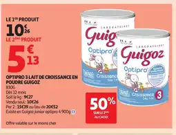Auchan GUIGOZ Optipro 3 lait de croissance en poudre offre