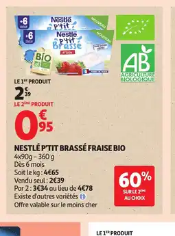 Auchan Nestlé p'tit brassé fraise bio offre