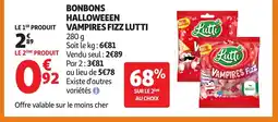 Auchan LUTTI Bonbons halloweeen vampires fizz offre