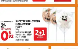Auchan FIZZY Sucette halloween mallow pop offre