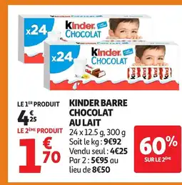Auchan KINDER Barre chocolat au lait offre
