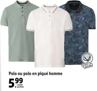 Lidl Polo ou polo en piqué homme offre