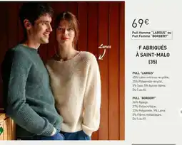 E.Leclerc Pull Homme LABOUS ou Pull Femme BORDERY offre