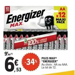 E.Leclerc Piles Max Energizer offre