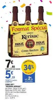 E.Leclerc CIDRE IGP RÉSERVE KERISAC offre