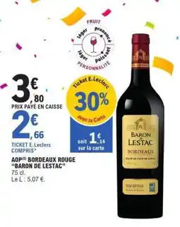 E.Leclerc AOP Bordeaux Rouge 'Baron de Lestac' offre