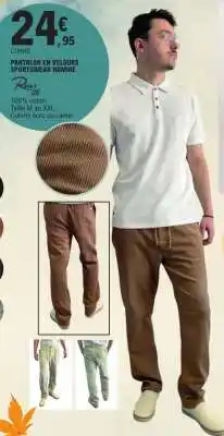 E.Leclerc PANTALON EN VELOURS SPORTSWEAR HOMME offre