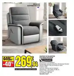 E.Leclerc FAUTEUIL DE RELAXATION ÉLECTRIQUE RELEVEUR offre