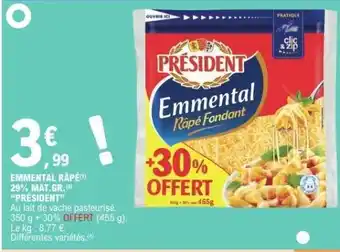 E.Leclerc PRÉSIDENT EMMENTAL RÂPÉ offre