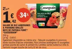 E.Leclerc SALADE DE BLÉ AUBERGINES & POIVRONS GRILLÉS NOTE DE PAPRIKA FUMÉ “CASSEGRAIN” offre