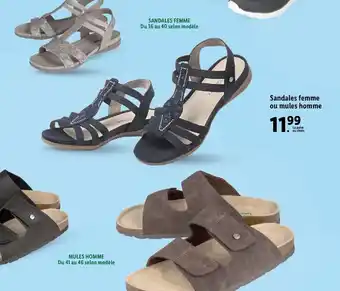 Lidl Sandales femme ou mules homme offre