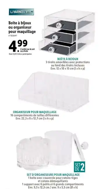 Lidl Boîte à bijoux ou organiseur pour maquillage offre