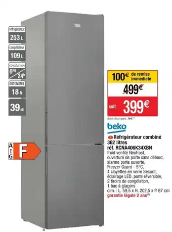 Cora x Carrefour Réfrigérateur combiné offre