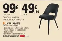 E.Leclerc LOT DE 2 CHAISES offre