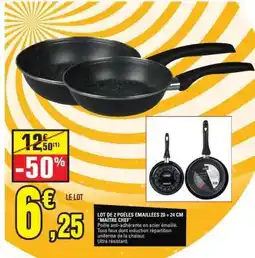 E.Leclerc LOT DE 2 POÊLES ÉMAILLÉES 20 + 24 CM MAÎTRE CHEF offre