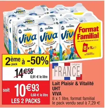 Migros Lait Plaisir & Vitalité UHT offre