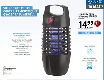 Lidl Lampe uv piège à insectes sans fil offre